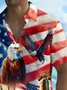 Royaura® Holiday Men's Independence Day Flag Eagle Print Casual Breathable Short Sleeve Shirt Big Tall