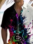 Royaura® Music Art Oil Painting Men's Hawaiian Shirt Guitar Band Stretch Camp Pocket Shirt Big Tall