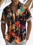 Royaura® Music Note Art Oil Paint Men's Hawaiian Shirt Band Stretch Camping Pocket Ombre Shirt Big Tall