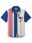 Royaura® Vintage Bowling Independence Day Flag Striped Flamingo 3D Print Men's Button Pocket Short Sleeve Shirt