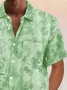 Royaura® Hawaiian Gradient Botanical 3D Print Men's Button Pocket Short Sleeve Shirt