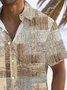 Royaura® Retro Textured Geometric Gradient 3D Print Men's Button Pocket Short Sleeve Shirt
