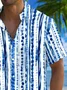 Royaura® Hawaiian Stripe Gradient 3D Print Men's Button Pocket Short Sleeve Shirt