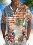 Royaura® Hawaii Independence Day Flag Tropical Flower 3D Print Men's Button Pocket Short Sleeve Shirt