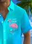 Royaura® Hawaiian Flamingo Gradient 3D Print Men's Button Pocket Hawaiian Short Sleeve Shirt Big & Tall