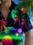 Royaura® Hawaii Coconut Tree Sunset Landscape 3D Print Men's Button Pocket Short Sleeve Shirt