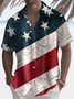 Royaura® Retro Flag Independence Day 3D Print Men's Button Pocket Short Sleeve Shirt