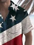 Royaura® Retro Flag Independence Day 3D Print Men's Button Pocket Short Sleeve Shirt