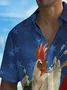 Royaura® Holiday Men's Independence Day Flag Kung Fu Chicken Print Casual Breathable Short Sleeve Patriotic Shirt Big Tall