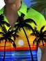 Royaura® Beach Vacation Men's Hawaiian Shirt Sunset Beach Coconut Tree Print Pocket Camping Shirt Big Tall
