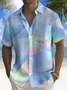 Royaura® Vintage Gradient Geometric Print Chest Pocket Men's High Shirt Big Tall