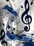 Royaura® Retro Music Notes 3D Print Men's Button Pocket Short Sleeve Shirt Big & Tall