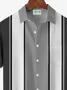 Royaura® Retro Bowling Stripe Contrast Color 3D Print Men's Button Pocket Short Sleeve Shirt Big & Tall