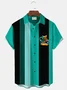 Royaura® Vintage Bowling Tiki Car Print Chest Pocket Shirt Plus Size Men's Shirt Big Tall