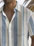 Royaura® Vintage Striped Texture Print Chest Pocket Men's Tall Shirt Big Tall