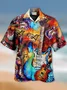 Royaura® Vintage Music Guitar Print Chest Pocket Men's High Shirt Big Tall