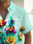 Royaura® Hawaiian Floral Gradient 3D Print Men's Button Pocket Short Sleeve Shirt Big & Tall