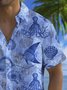 Royaura® Beach Vacation Men's Hawaiian Shirt Marine Animal Print Pocket Camping Shirt Big Tall