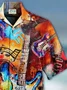 Royaura® Vintage Music Guitar Print Chest Pocket Men's High Shirt Big Tall