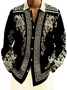 Royaura® Retro Baroque Palace Style Geometric 3D Men's Button Pocket Long Sleeve Shirt Big & Tall