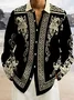 Royaura® Retro Baroque Palace Style Geometric 3D Men's Button Pocket Long Sleeve Shirt Big & Tall