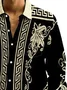 Royaura® Retro Baroque Palace Style Geometric 3D Men's Button Pocket Long Sleeve Shirt Big & Tall