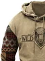 Royaura® Vintage Western Denim Men's Drawstring Hoodie Stretch Plus Size Camping Outdoor Animal Sheep Pullover Sweatshirt