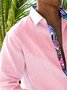 Royaura® Basic Men's Pink Botanical Print Button Down Long Sleeve Shirt