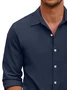 Royaura® Basic Men's Solid Color Printed Button-Down Long Sleeve Shirt