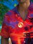 Royaura® Beach Vacation Men's Hawaiian Shirt Sunset Beach Print Pocket Camping Shirt Big Tall