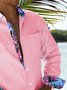 Royaura® Basic Men's Pink Botanical Print Button Down Long Sleeve Shirt