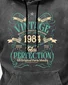 Royaura®Retro Years Old 40th Birthday Celebration Gifts 1984 Limited Edition Total Perfection Men's Hooded Drawstring Long Sleeve Sweatshirt