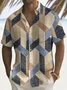 Royaura® Vintage Geometric Texture Print Chest Pocket Men's High Shirt Big Tall