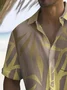 Royaura® Beach Vacation Men's Hawaiian Shirt Gold Leaf Print Pocket Camping Shirt Big Tall