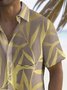 Royaura® Beach Vacation Men's Hawaiian Shirt Gold Leaf Print Pocket Camping Shirt Big Tall