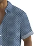 Royaura® Retro Geometric Plaid 3D Digital Print Men's Button Pocket Short Sleeve Shirt Big & Tall