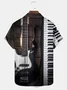 Royaura® Vintage Music Guitar Print Chest Pocket Men's High Shirt Big Tall