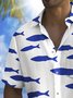 Royaura® Beach Vacation Men's Hawaiian Shirt Fish Print Pocket Camping Shirt Big Tall