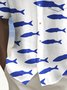 Royaura® Beach Vacation Men's Hawaiian Shirt Fish Print Pocket Camping Shirt Big Tall