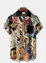 Royaura® Vintage Music Note Print Chest Pocket Shirt Plus Size Men's Shirt Big Tall