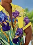 Royaura® Beach Vacation Men's Hawaiian Shirt Botanical Flower Print Pocket Camping Shirt Big Tall