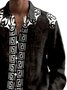 Royaura® Retro Baroque Palace Style Geometric 3D Digital Print Men's Button Pocket Long Sleeve Shirt Big & Tall