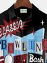 Royaura® Vintage Bowling Printed Chest Pocket Shirt Plus Size Men's Shirt Big Tall