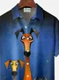 Royaura® Retro Dog 3D Digital Print Men's Button Pocket Short Sleeve Shirt Big & Tall