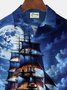 Royaura® Beach Vacation Men's Hawaiian Shirt Pirate Ship Print Pocket Camping Shirt Big Tall