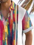 Royaura® Retro Bowling Color Block 3D Digital Print Men's Button Pocket Short Sleeve Shirt Big & Tall