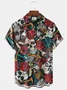 Royaura® Vintage Skull Tattoo Print Chest Pocket Shirt Plus Size Men's Shirt Big Tall