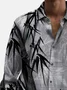 Royaura® Beach Vacation Men's Bamboo Print Chest Pocket Long Sleeve Shirt Big Tall