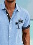 Royaura® Retro Bamboo Hemp Coconut Tree Contrast Color 3D Digital Print Men's Button Pocket Short Sleeve Shirt Big & Tall