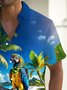 Royaura® Beach Vacation Men's Hawaiian Shirt Parrot Print Pocket Camping Shirt Big Tall